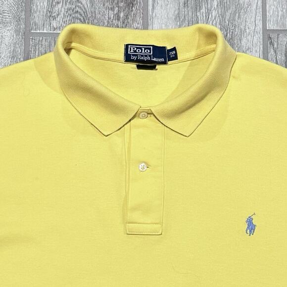 Polo Ralph Lauren Shirt Mens 2XB Yellow Soft Touch Blue Pony Golf Shirt - Picture 4 of 9